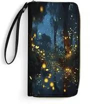 [BFGWK] Large Wallet Novelty Fireflies Printing Long Wallet With Zipper Leather Wallet Suitable For Both Men And Women, style, 19.7x10.5cm