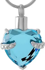 KETIME Heart Birthstone Cremation URN Necklace for Ashes Jewelry Memorial Keepsake Pendant