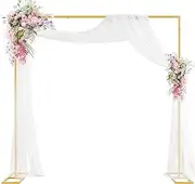Heavy Duty Backdrop Stand 8ft x 8ft Gold Pipe and Drape Backdrop Stand Kit Adjustable Metal Backdrop Sand for Wedding Photobooth Exhibition Decoration