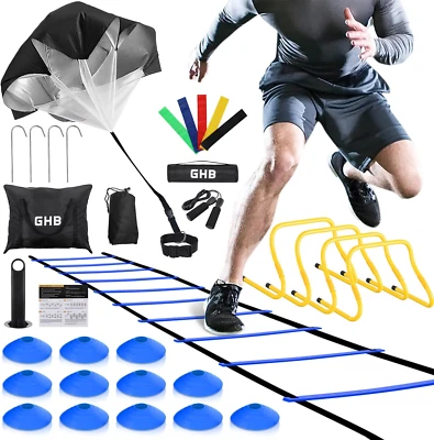Agility Ladder,Football Training Equipment Set,4 Agility Hurdles, 20 Feet12 Rung