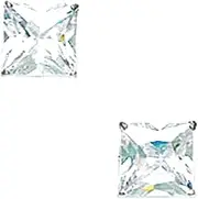 [JewelryWeb] 14k White Gold 6x6mm Square CZ Simulated Diamond Basket Set Earrings Stud Earring for Women