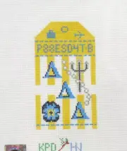 Kangaroo Paw Designs Tri-Delta Sorority Tag Handpainted Needlepoint Canvas