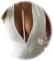 [Eyraevor] Women's Gold Back Chain for Backless Dress, Backdrop Necklace, Bridal Body Jewelry bra body chain bikini body jewelry