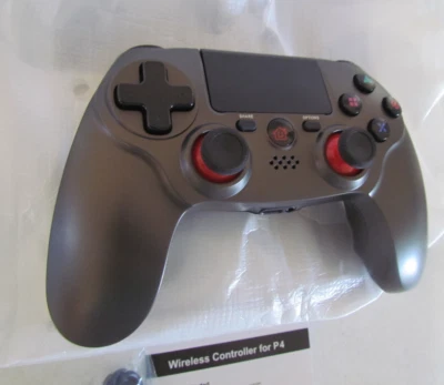 Wireless Controller for PS4 Non-Slip Grip 3.5mm Audio Jack and Thumb Caps - Gray