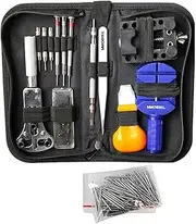 MMOBIEL 144 PCS Professional Watchmaker Repair Tool Kit Incl. Watch Spring Pin Bars and Back Case Opener Screw Wrench for Inserting Batteries in Nylon Bag