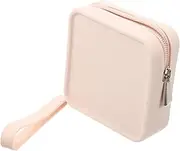 HOMOCONO Silicone Period Bag with Wristband Reusable Zipper Tampon Holder for Elegant Milky Pouch for Menstrual Cups Sanitary Napkins Everyday Essentials Storage