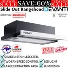 Devanti 60cm Range Hood Stainless Steel Slide Out Kitchen 600mm LED Rangehood AU
