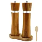 2Pcs Wood Salt and Pepper Grinder Set Salt Pepper Shakers Adjustable Grinders