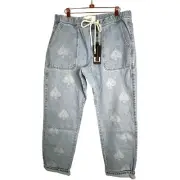 One Teaspoon Ace Boyfriend Shabbies in Best Blue Recycled Cotton NWT Size Large