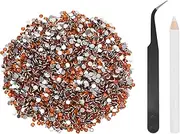 uxcell 5000pcs Flatback Rhinestones Resin, SS6 2mm Resin Rhinestones Bulk Round Shine Gems with Pickup Tools for DIY Nail Art Tumblers Mugs Clothes, Amber