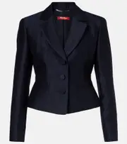 [Max Mara] Max Mara Piera cotton-blend blazer UK 16 blue