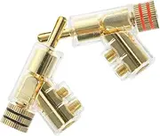 Angoily Gold Plated Speaker Wire Connectors Right Angle Banana Plugs Locking Banana Connectors Degree Angled Solderless for Amplifier