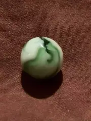 Akro Agate White And Lime Green Pontil Marble