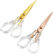 JIARI 2 Pack Clear Acrylic Gold, Rosegold Stainless Steel Craft Scissors for Off