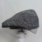 Glen Appin Of Scotland Harris Tweed Flat Cap Mens XL Gray Plaid Wool NEW