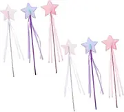 FRCOLOR 6pcs Star Shaped Fairy Wands for Soft Performance Props for Birthday Parties Halloween Glittery Cosplay Accessories for Fun