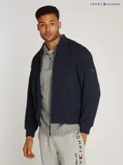 Tommy Hilfiger Blue Relaxed Technical Bomber Jacket (AM4945) | $531