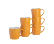 Argon Tableware Tea Coffee Ceramic Contemporary Coloured Mugs - 340ml - Yellow - Pack of 6