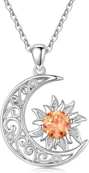 Sun and Moon Necklace for Women Mom 925 Sterling Silver Celestial Jewelry Gifts