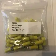 PVC Insulated Spade Terminal, #8 Stud, 12-10 AWG - 35 Pack