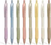 WRITECH Fine Point Gel Pens: Aesthetic Morandi Barrel Soft Grip with 0.5mm Retractable Black Ink No Smear & Smudge for Journaling Sketching Drawing Extra Smooth Writing Non Bleed Click Pen Set 8ct