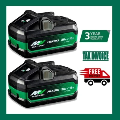 2 x Genuine HiKOKI BSL36A18X 18V 5.0Ah / 36V 2.5.Ah Li-ion MultiVolt Battery