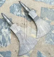 Custom Handmade Damascus Knives- Two Damascus steel Axe heads