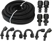 6AN Fuel Line Hose Kit, 6AN Fuel Line Kit, 6AN Hose Fitting Kit, with 10 Pcs Black Swivel Fuel Hose Fitting Adapter Kit, Nylon Stainless Steel, for Car Ship Motorcycle