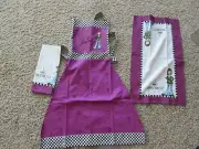NEW/pkg I WINE CONSTANTLY black/white/purple apron & 2 dishtowel set