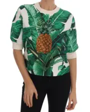 Dolce & Gabbana Pineapple Sweatshirt Banana Leaf Print Women Multicolor Sweaters