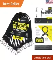 Pack of 50 Tarp Straps, 31" Long Natural Rubber Bungee Cord Tie-Downs Ideal f...