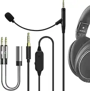 Geekria Boom Mic Cable Compatible with Sennheiser HD 620S/599/598/505, 2.5mm Jack Nylon Braided Replacement Cord with Boom Microphone and Volume/Mute Control for Gaming & Meeting (5.6ft)