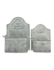 [Willow & Silk] Nested Garden Wall Planters with Perched Bird in Antique White