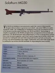 Solothurn MG30 Machine Gun Picture Out of Print Spec Sheet Decor Art