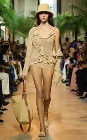 [Elie Saab] Ruffled Mesh Cotton Knit Cardigan