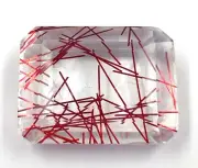 109.35 Ct Red Rutilated Quartz Certified Transparent Emerald Cut Loose Gems 5JSI
