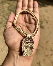 16" Carved Radha Krishna Pendant TULSI TULASI VAISHNAV ISKCON Mala Kanthi Yoga 2
