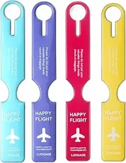 Veki 4 Pack Luggage Tags for Suitcases, PVC Airplane Baggage Boarding Tag with Name ID Card to Quickly Spot Luggage Suitcase (Multicolor A*4Pcs)