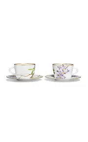 [Tiffany & Co.] Wisteria Set-of-Two Porcelain Teacup and Saucers