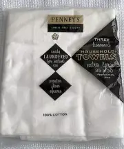 Vintage J. C. Penney's Cotton Kitchen Tea Towels 35" x 30" Hemmed Set of 3 NEW