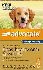 Advocate Dog, Monthly Spot-On Protection from Fleas, Heartworm & Worms, Six Pack Flea Treatment for XL Dogs Over 25 kg, 6 Pack