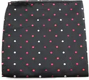 [Tie Store Australia] Mens Black Snake Pattern Small Polka Dot Silk Pocket Square Black, Red, White