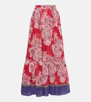 [Etro] Etro High-rise cotton and silk maxi skirt AU 12 red