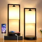 Wireless Charging Touch Control Table Lamps Set of 2, Bedside Nightstand Lamps W