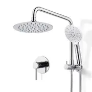 ACA WELS 3-Mode Handheld 8" Thin Shower Head With Taps Gooseneck Diverter Wall Arm Set ROUND