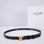 二手精品 CELINE 凱旋門 皮帶 金扣 女生復古 百搭 MAILLON TRIOMPHE 小號 光滑牛皮 腰帶 寬1