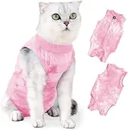 Cat Surgery Recovery Suit,Breathable Female Male Cat Recovery Suit After Surgery,Kitten Surgical Onesie Shirt for Cats Spay Neuter,E-Collar Alternative Anti Licking Abdominal Wounds (Pink, L)
