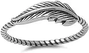 [Generic] Retro Vintage Oxidized Leaf Braided Twisted Wrap Thumb Ring，Vintage vintage feather light luxury ring