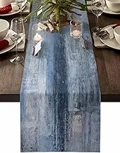 ARTSHOWING Abstract Art Table Runner, Washable Table Decoration for Home Kitchen Dining Holiday Wedding Party, Easy to Clean 13x70inch - Retro Style Oil Painting Texture Blue