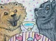 Chow dog drinking a Martini 11 x 14 Kimberly Helgeson Sams Art Print